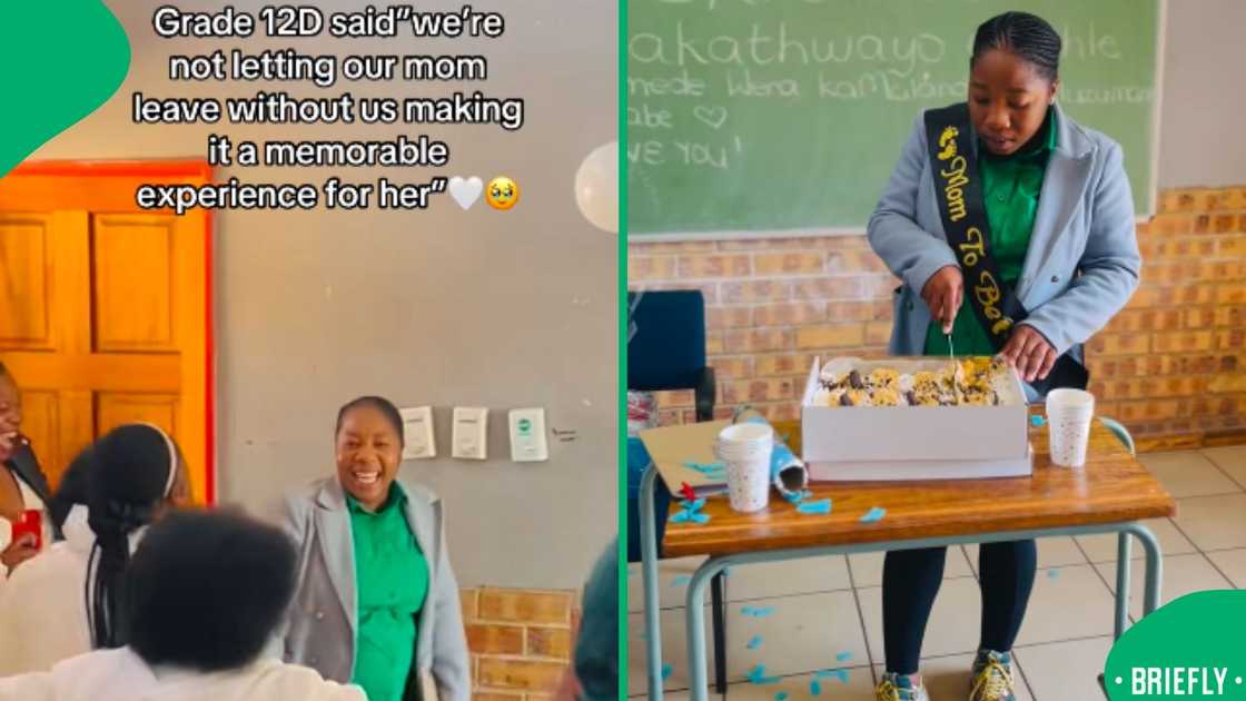 The Grade 12 class planned a surprise baby shower for their pregnant teacher before she took maternity leave