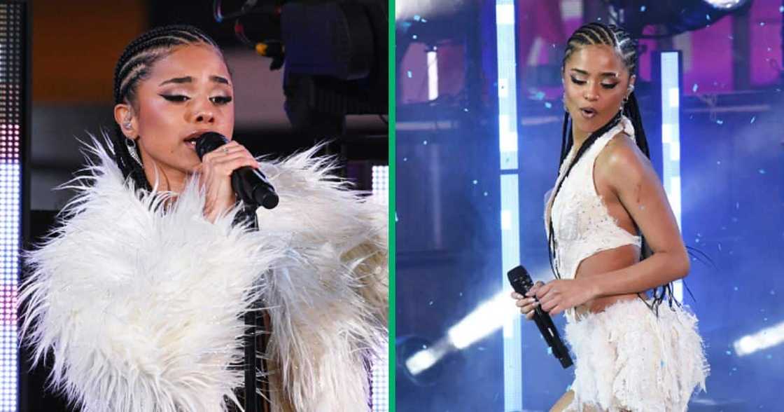 Tyla performed at New York Times Square Tyla performed at New York Times Square