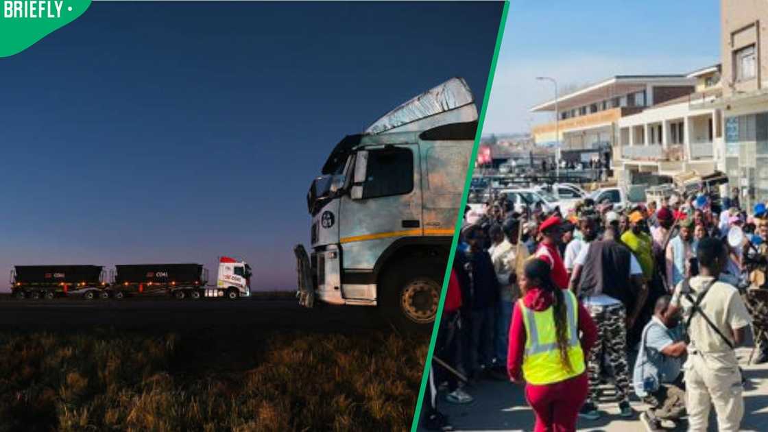 Protesters trucking Protesters trucking