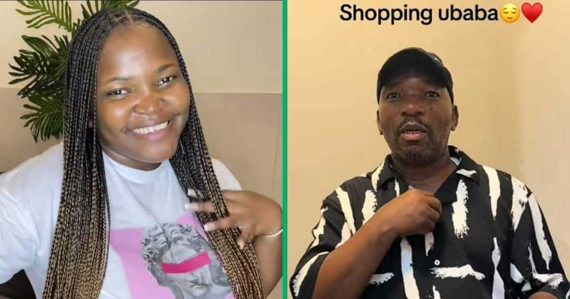 A woman goes shopping with her father. A woman goes shopping with her father.