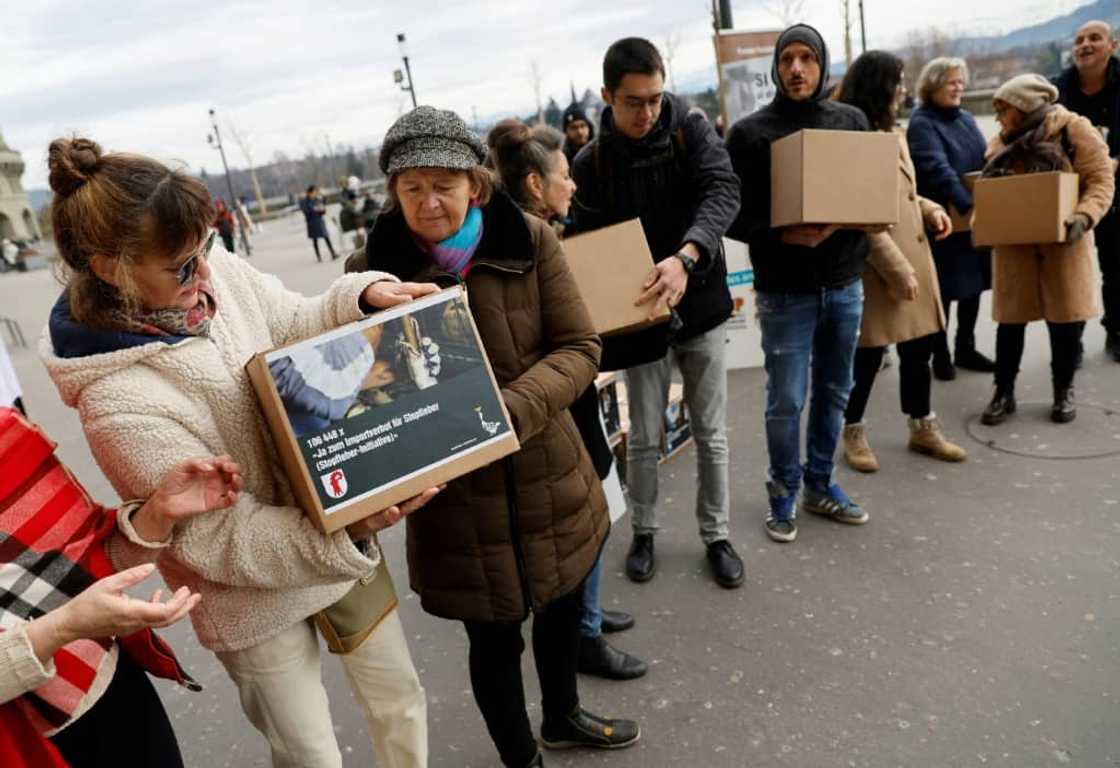 Swiss Animal Alliance activists were in Bern for the handover of signatures