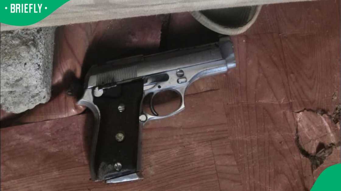 One of the two firearms recovered from the house One of the two firearms recovered from the house