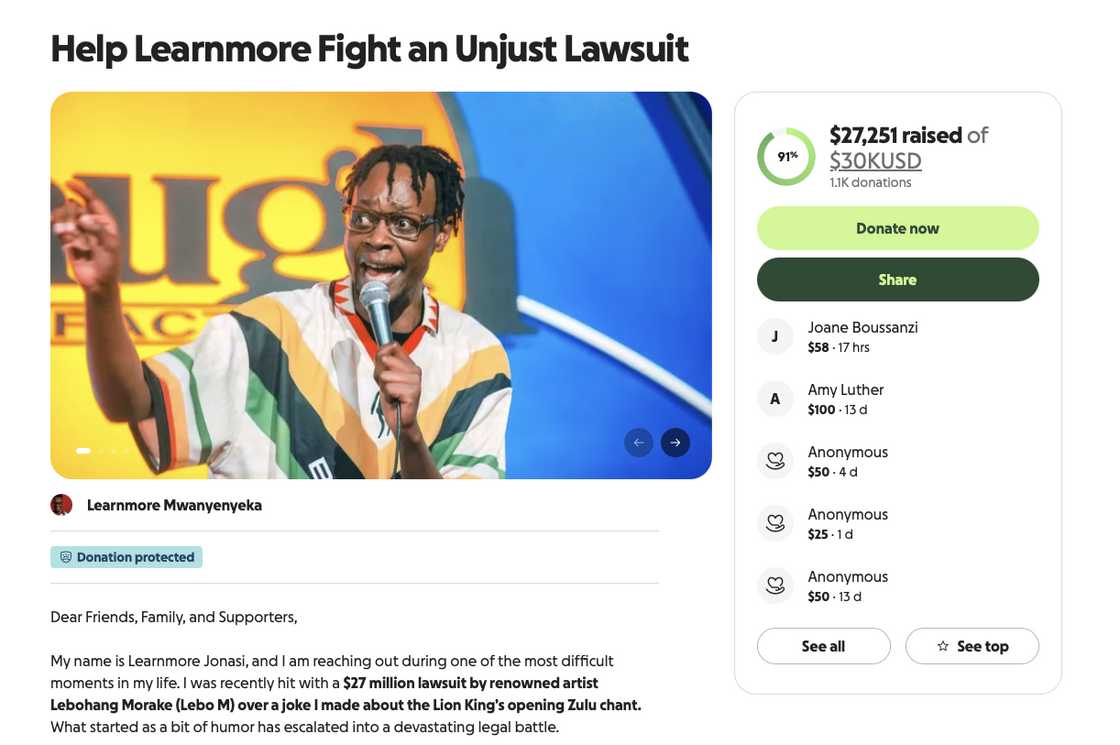 Learnmore Jonasi shared an update on his donation campaign Learnmore Jonasi shared an update on his donation campaign