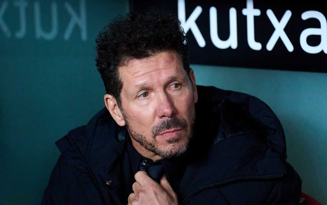 Diego Pablo Simeone reacts during the Copa del Rey Semifinal match Diego Pablo Simeone reacts during the Copa del Rey Semifinal match