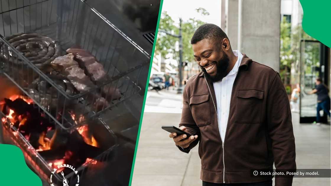 People laughed at a braai technique using a trolley. People laughed at a braai technique using a trolley.