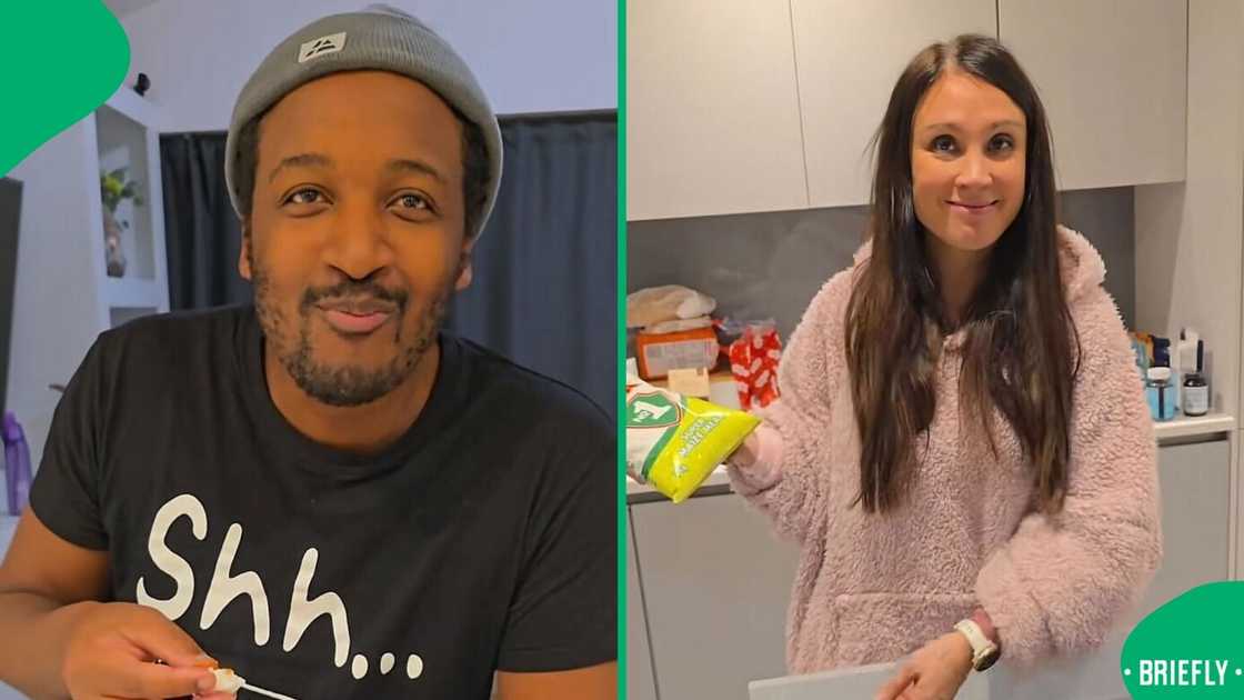 A UK woman surprised her husband by cooking him pap, and he tried it in a TikTok video.