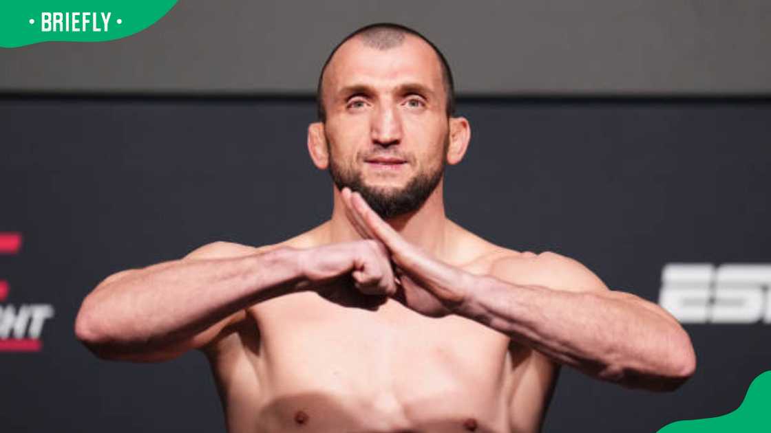 Muslim Salikhov during the UFC Fight Night weigh-in