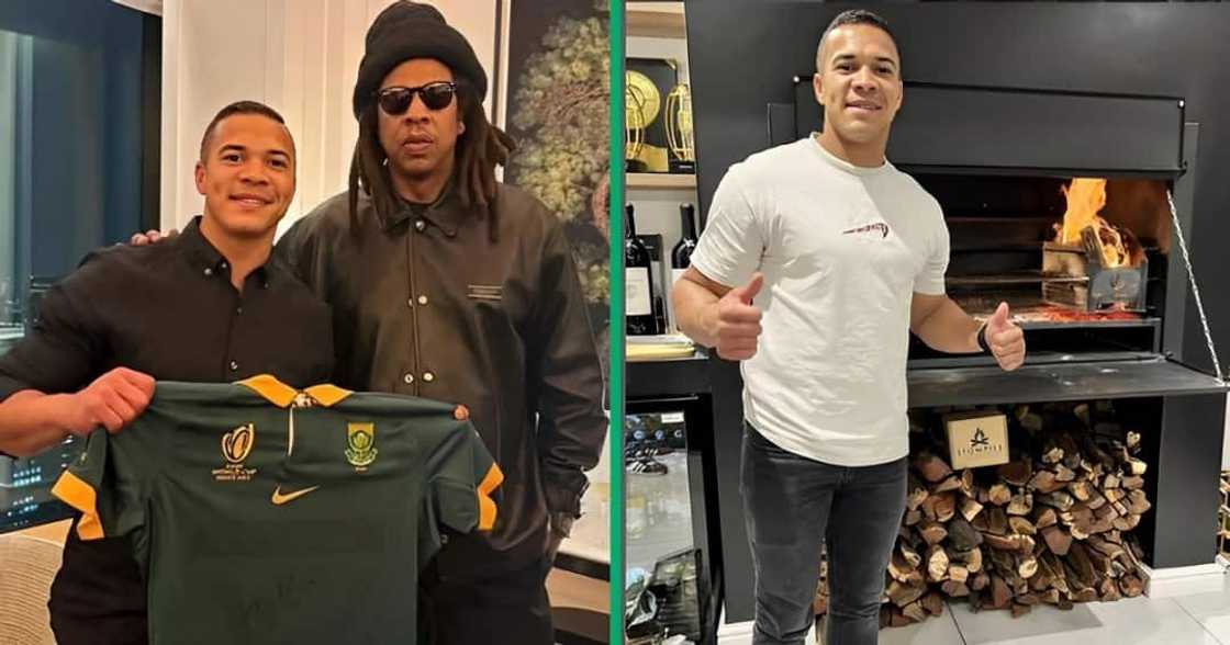 Cheslin Kolbe met Jay Z in Tokyo.