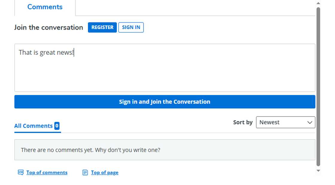 Photo of a comment feature on the Briefly News website Photo of a comment feature on the Briefly News website