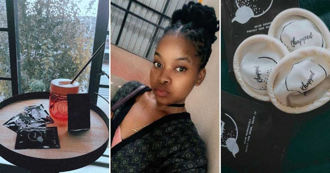 The young lady in Gauteng was spiked and decided to create caps for cups to prevent other people from having the same experience The young lady in Gauteng was spiked and decided to create caps for cups to prevent other people from having the same experience