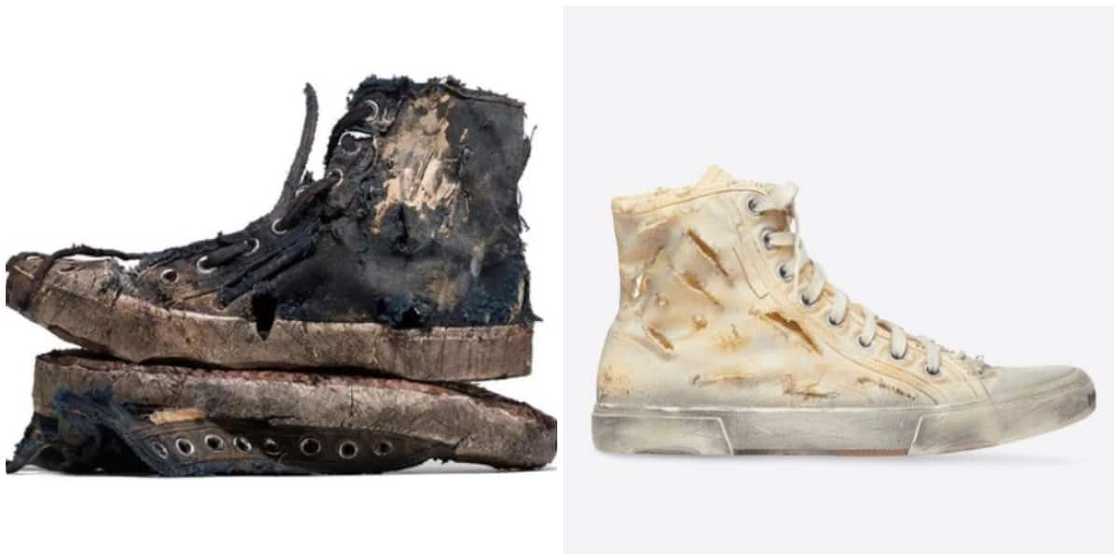 Photos of Balenciaga's destroyed version of Paris sneakers. Photos of Balenciaga's destroyed version of Paris sneakers.