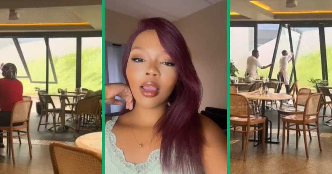 This woman watched people run from gale force winds that struck a restaurant in Midrand Johannesburg This woman watched people run from gale force winds that struck a restaurant in Midrand Johannesburg