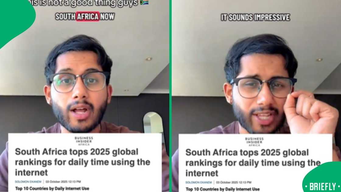 A screenshot showing South Africa’s leading position in global internet usage trends