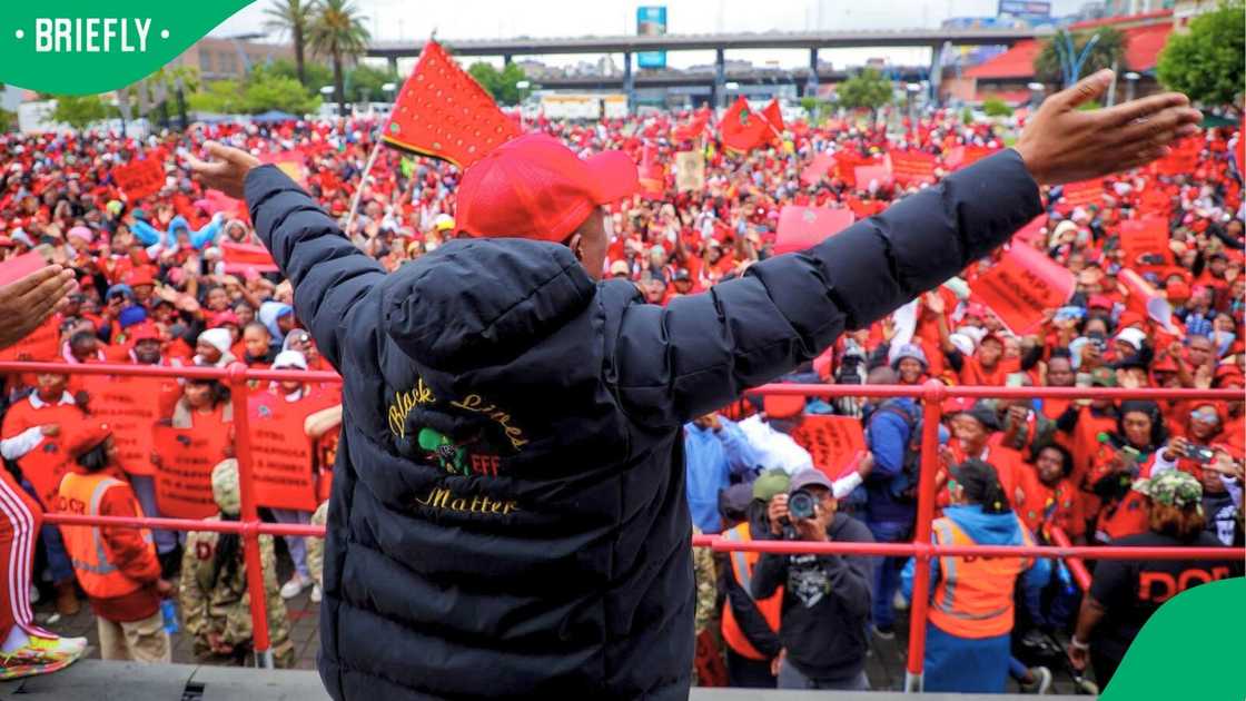 Julius Malema addressed supporters at the Phala Phala march