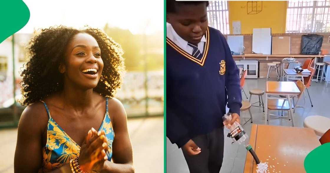 A schoolboy made a battery-powered vacuum cleaner made from reused materials A schoolboy made a battery-powered vacuum cleaner made from reused materials