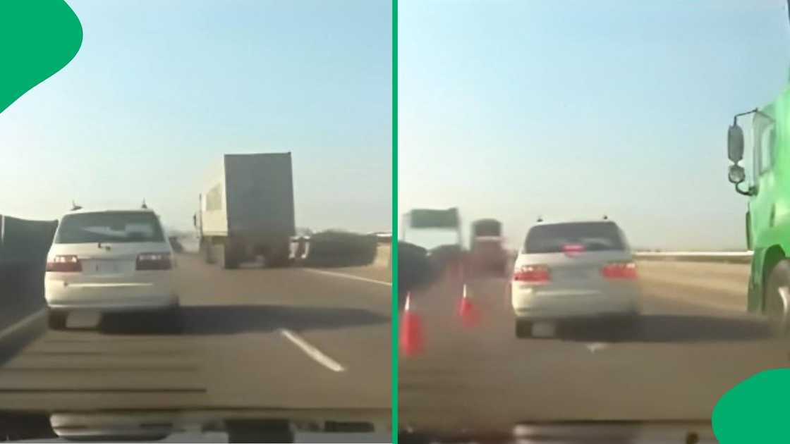 A car crashed after trusting the driver in front of them. A car crashed after trusting the driver in front of them.