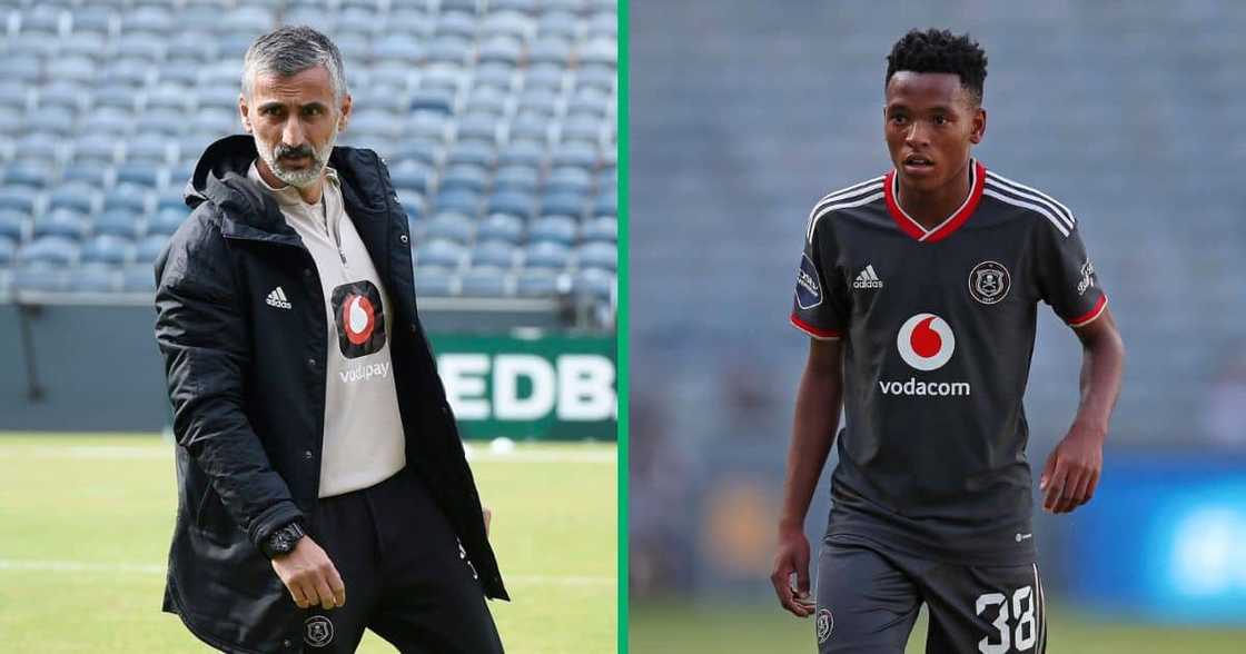 Orlando Pirates coach José Riveiro encouraged Relebohile Mofokeng. Orlando Pirates coach José Riveiro encouraged Relebohile Mofokeng.