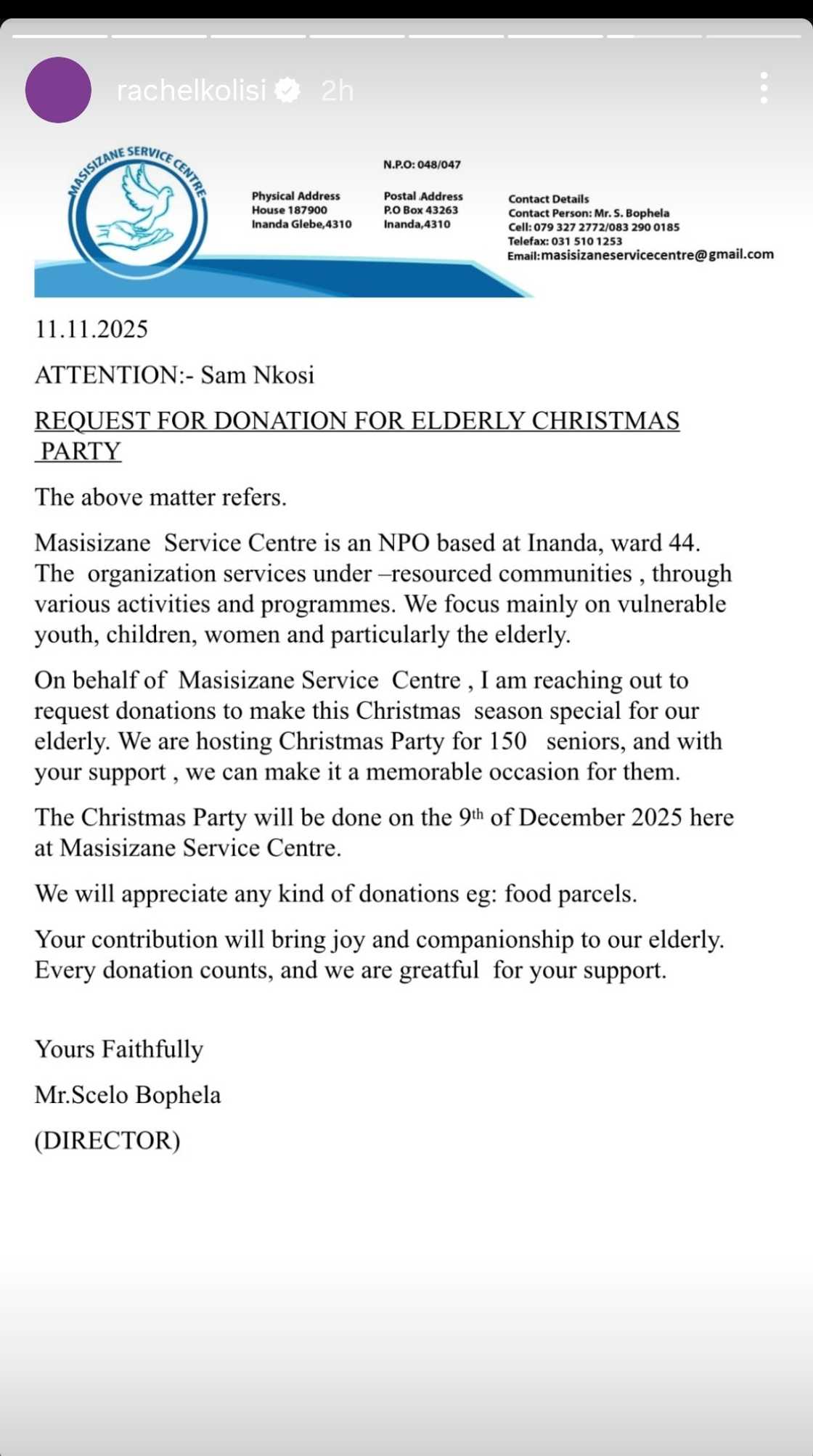 Rachel Kolisi appeals for donations Rachel Kolisi appeals for donations