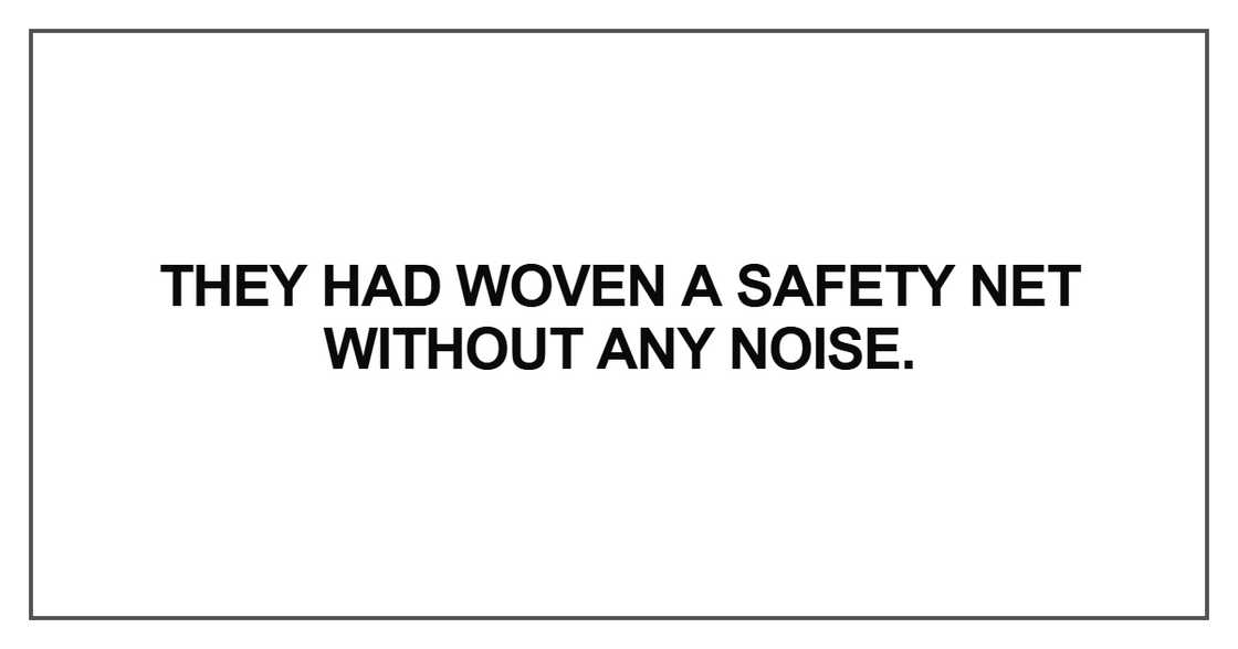 They had woven a safety net without any noise They had woven a safety net without any noise