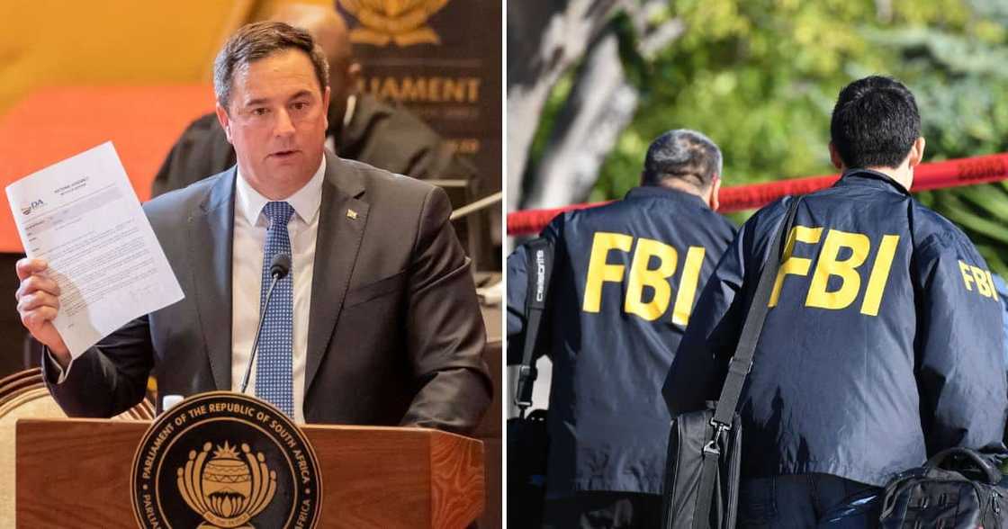 President Cyril Ramaphosa, DA, FBI, Farm gate, US currency, South Africa, John Steenhuisen President Cyril Ramaphosa, DA, FBI, Farm gate, US currency, South Africa, John Steenhuisen