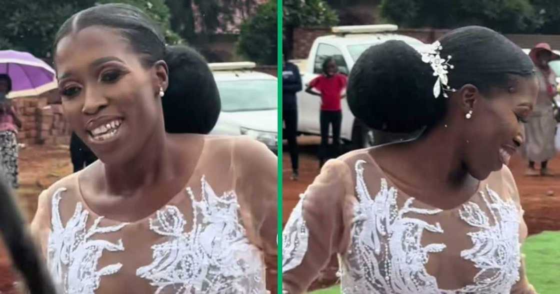 Waman dances in the rain on her wedding day