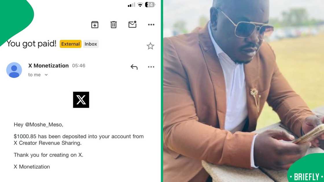 The picture on the right showed Moshe on his phone