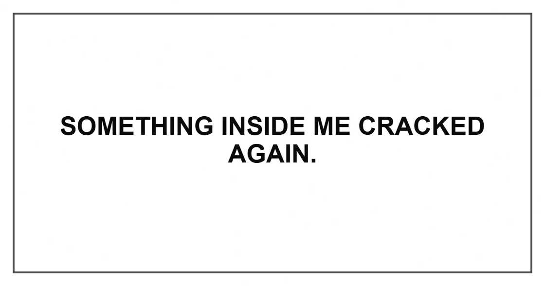 Something inside me cracked again.