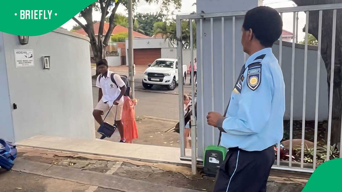 A security guard touched people by greeting students by name
