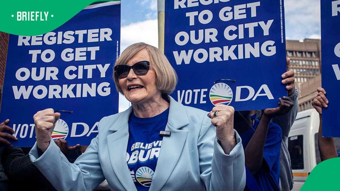 Democratic Alliance (DA) candidate for Johannesburg mayor Helen Zille speaks during the launch of DA's first election posters on May 25, 2026 in Johannesburg