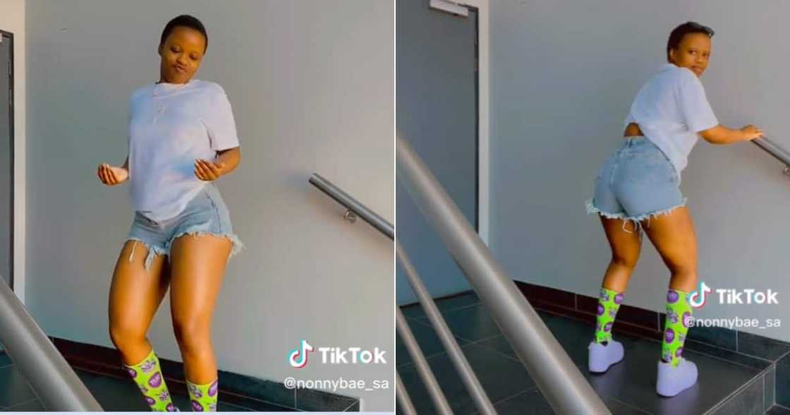 Woman does Bacardi dance challenge in small shorts Woman does Bacardi dance challenge in small shorts