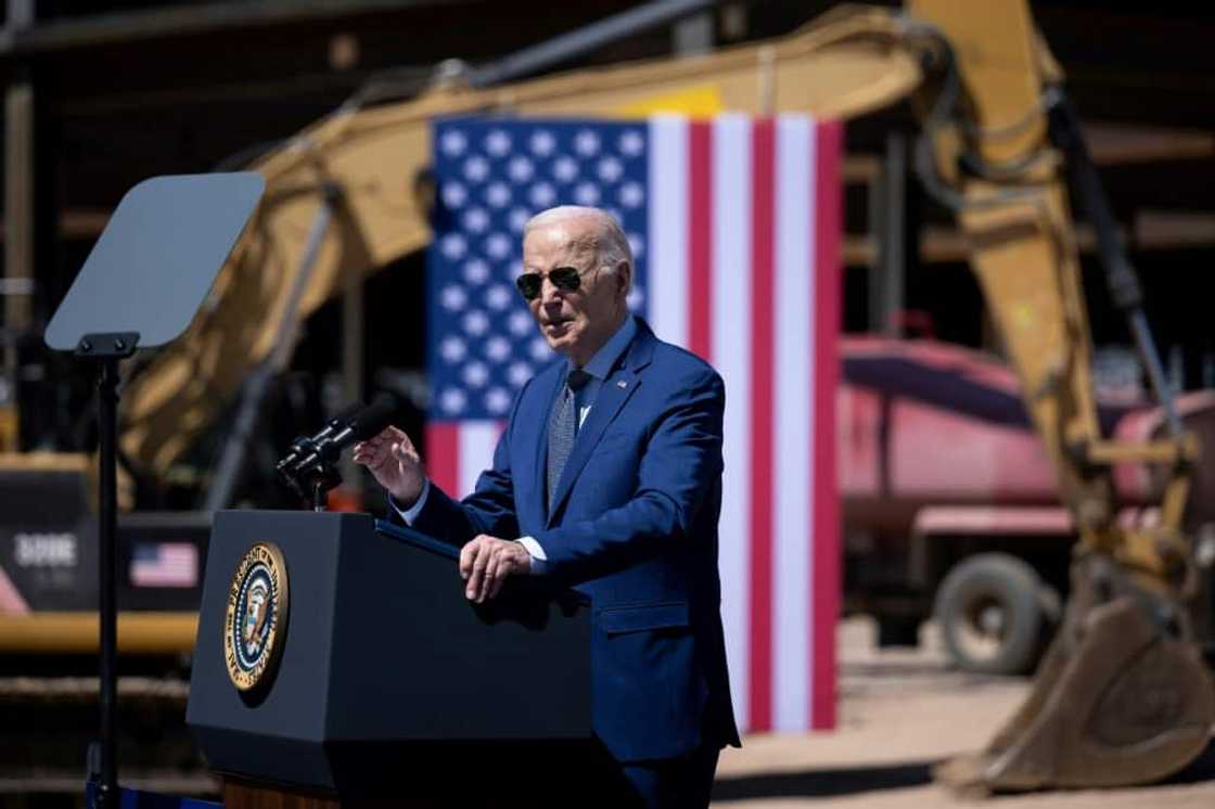 US President Joe Biden speaks at the Intel Ocotillo Campus in Chandler, Arizona US President Joe Biden speaks at the Intel Ocotillo Campus in Chandler, Arizona