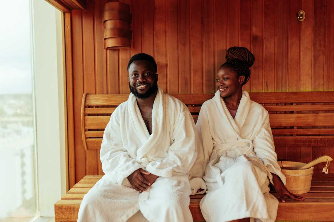 A couple in the luxurious spa.