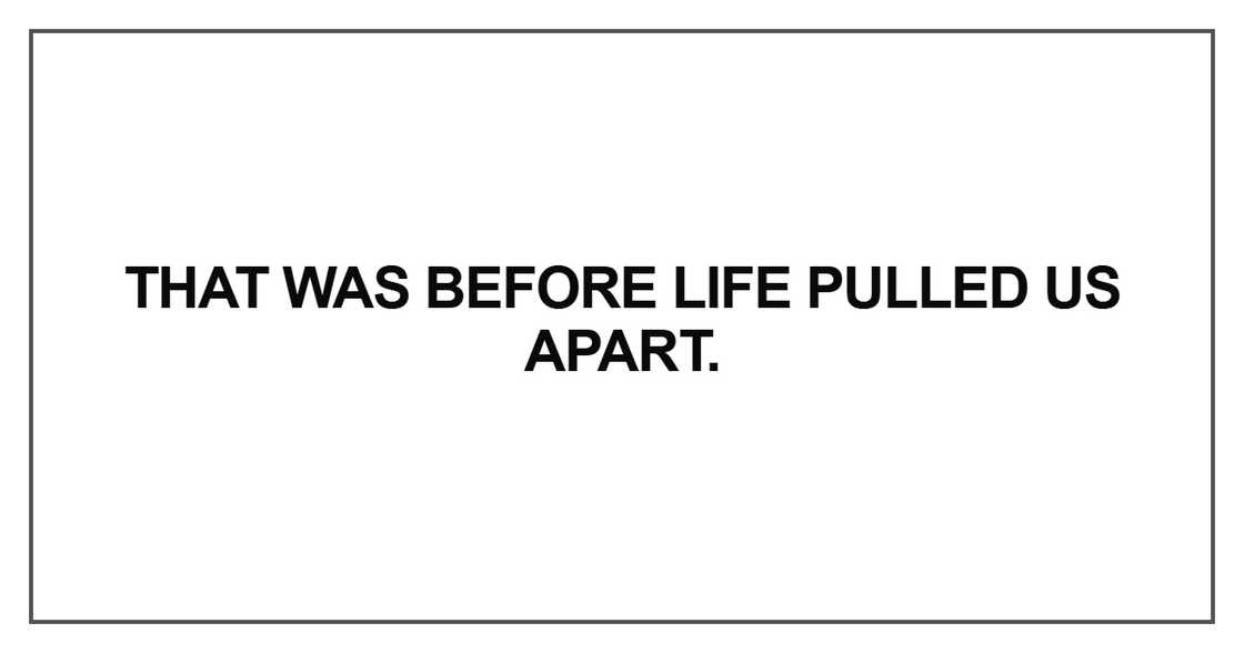 That was before life pulled us apart