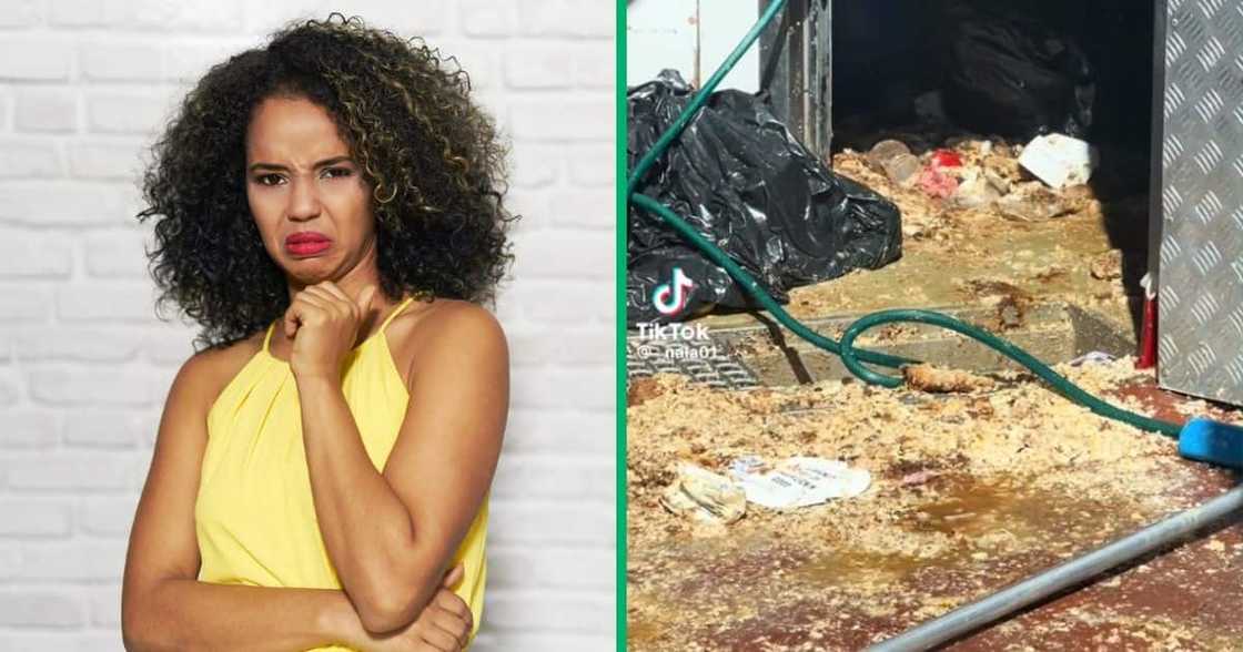 A video showed filthy conditions outside a South African fast-food restaurant A video showed filthy conditions outside a South African fast-food restaurant