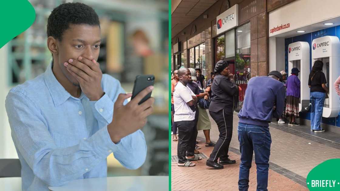 Capitec customers standing in a long queue shocked one man