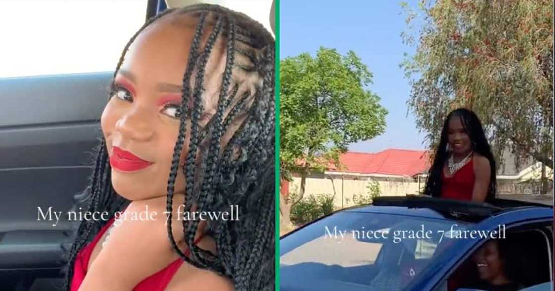 Young girl gets glammed up for her matric farewell.