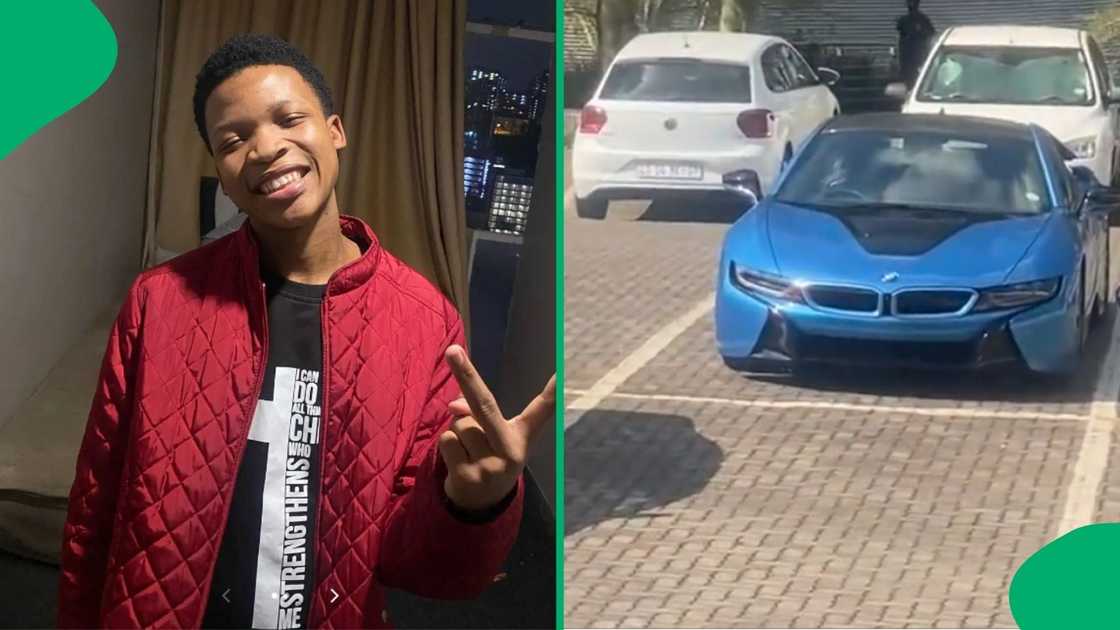 The video showed the contrast between the luxury supercar and other vehicles in the campus lot