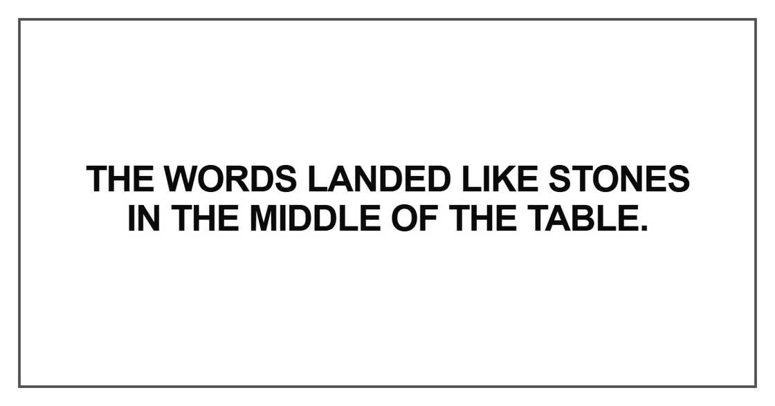 The words landed like stones in the middle of the table