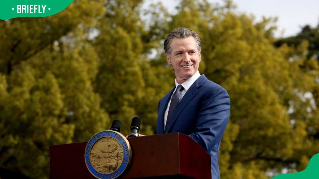 Gavin Newsom at his inauguration ceremony in 2023 Gavin Newsom at his inauguration ceremony in 2023