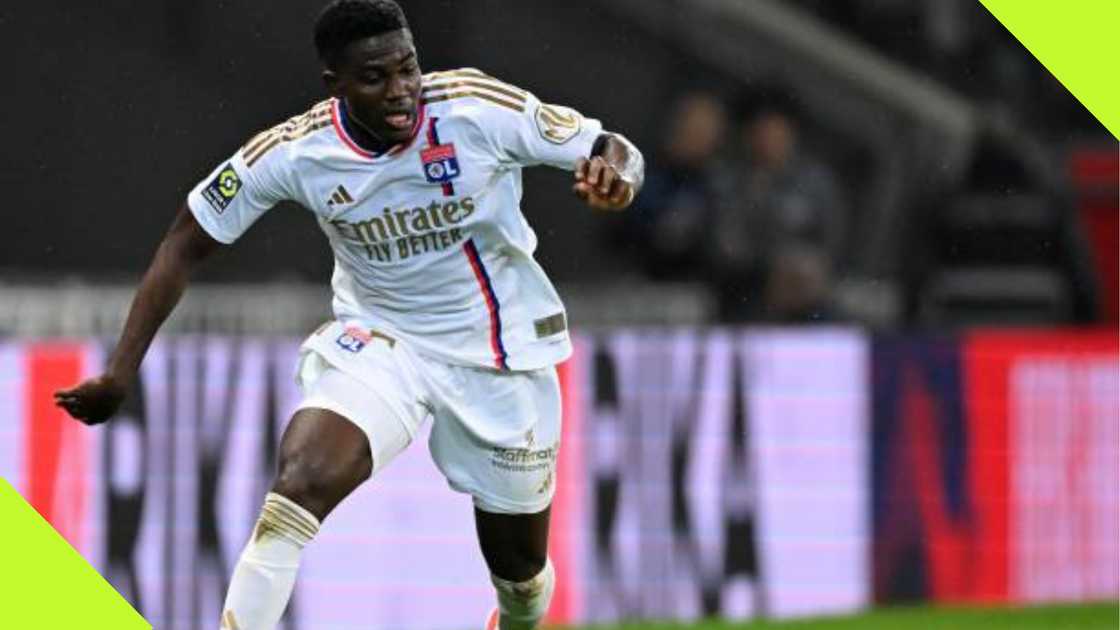 Ernest Nuamah in action for Olympique Lyonnais.