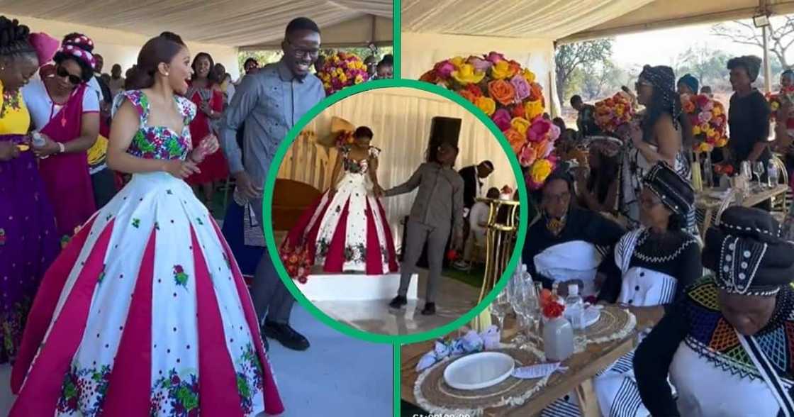 A TikTok video shows a Tsonga and Xhosa wedding and the bride's dress