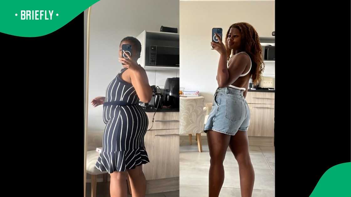 A woman showed her impressive weight loss transformation. A woman showed her impressive weight loss transformation.