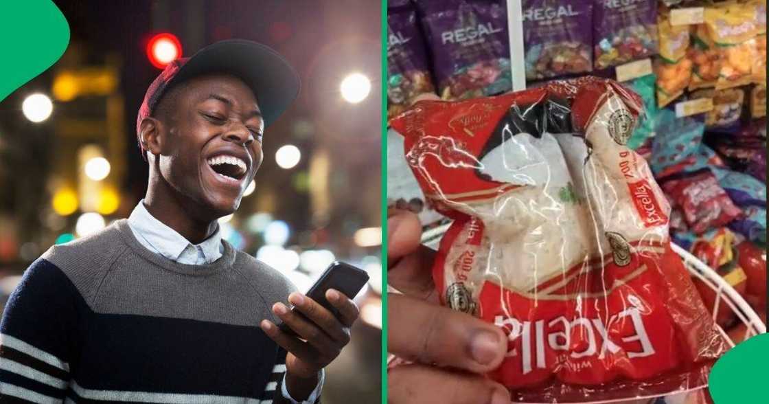 A man posted a funny video showing tiny 200g rice packets for R6 at Shoprite