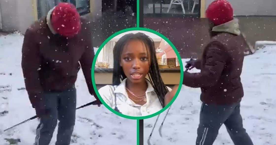 TikTok video of dad's skking imitation in SA snowfall