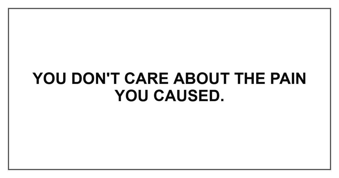 You don't care about the pain you caused.