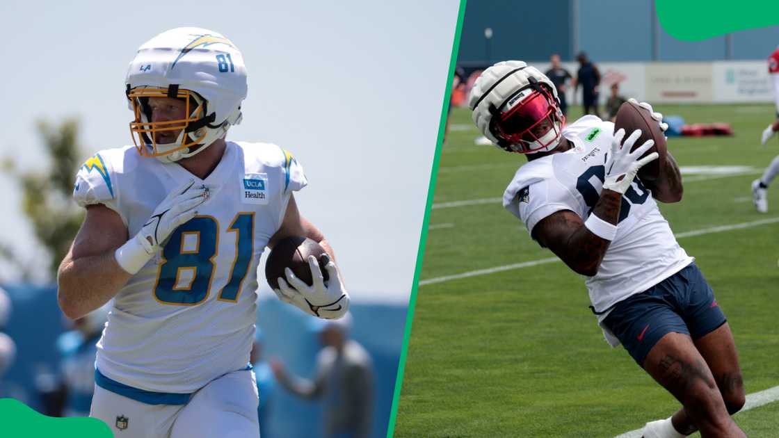 Will Dissly at The Bolt in El Segundo, and Jaheim Bell at Gillette Stadium. Will Dissly at The Bolt in El Segundo, and Jaheim Bell at Gillette Stadium.