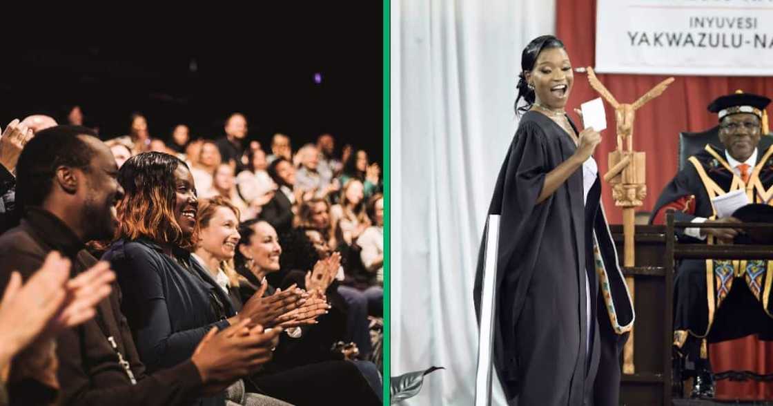 A UKZN graduate was caotured doing the trending 'Tshwala Bami' dance challenge on stage A UKZN graduate was caotured doing the trending 'Tshwala Bami' dance challenge on stage