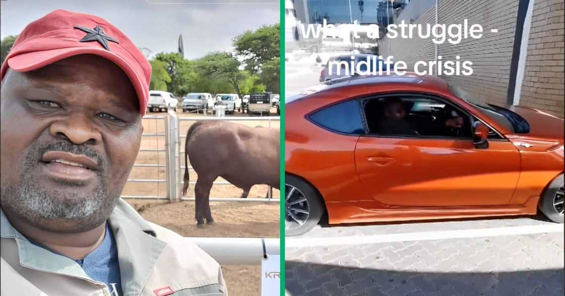 A man's TikTok video went viral showing his struggle to get out of his low-riding sports car