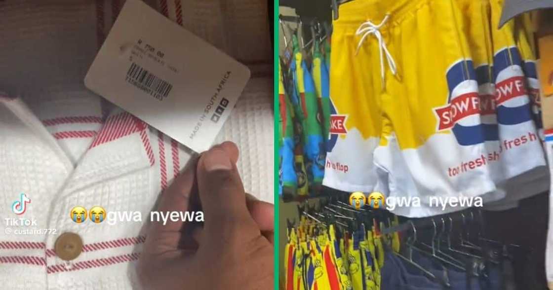 Made in South Africa clothes shown in a TikTok video Made in South Africa clothes shown in a TikTok video