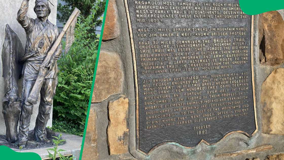 Jim Bridger statue at the National Frontier Trails Museum (L). The trapper's tribute (R) Jim Bridger statue at the National Frontier Trails Museum (L). The trapper's tribute (R)